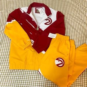 Mitchell & Ness Hawks Paintbrush Windbreaker Tracksuit Set (Size L) Men’s